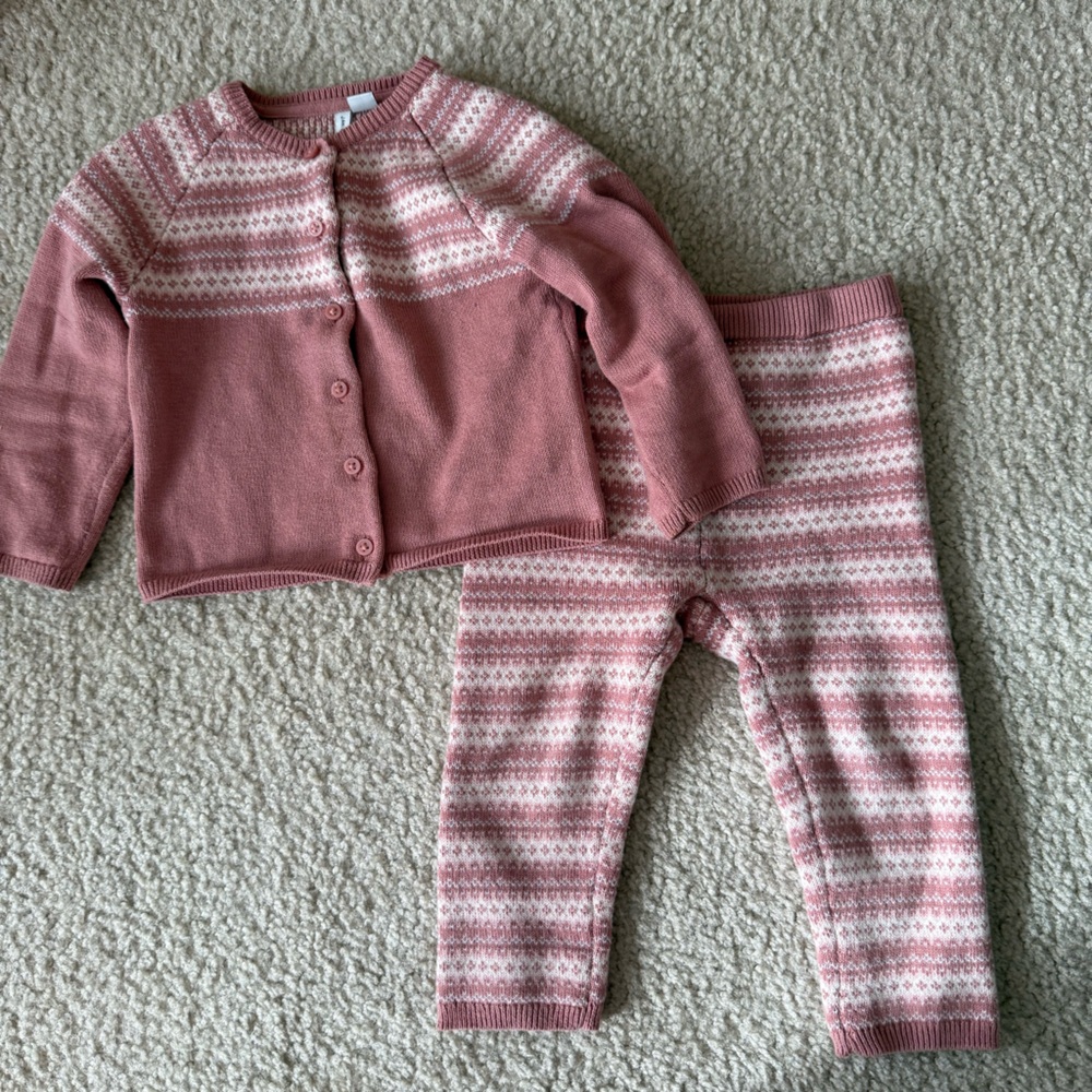 Janie and Jack Pink Knit Sweater Set